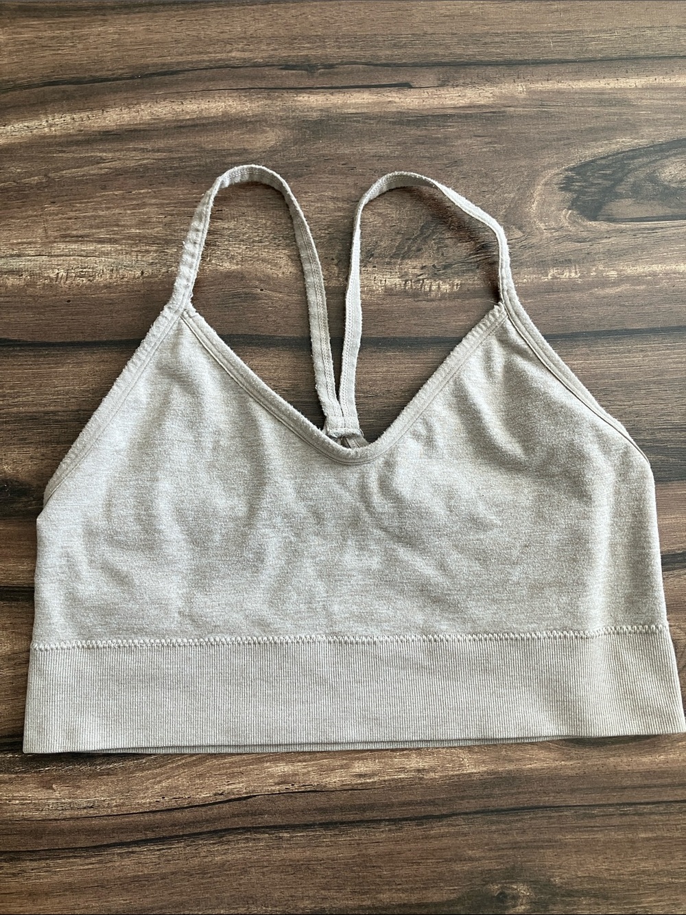 Maurices Light Beige Seamless V-Neck Sports Bralette
